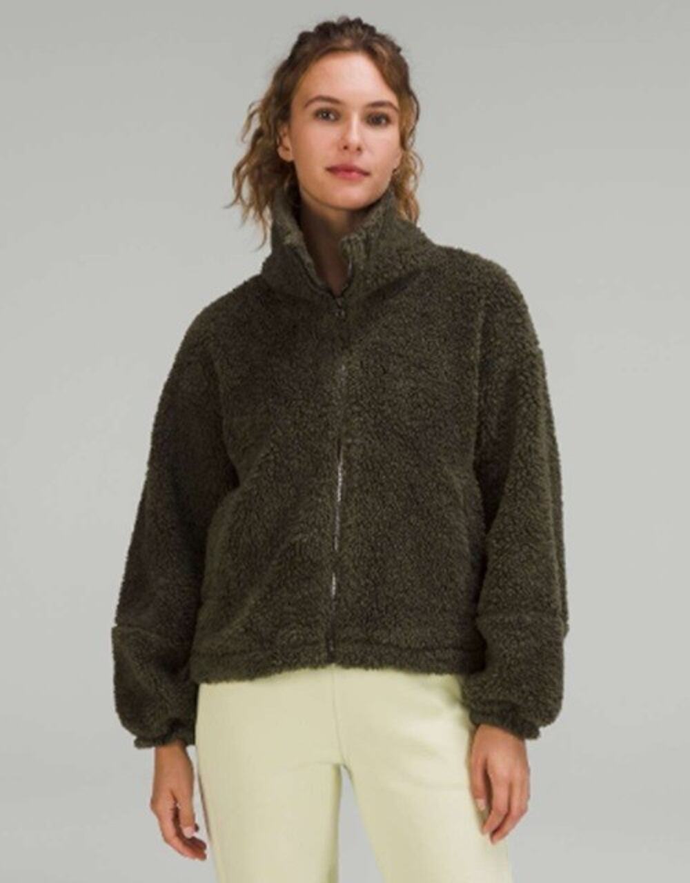 Lululemon Women's Size 6 Cinchable Fleece Zip-Up Dark Olive Autumn